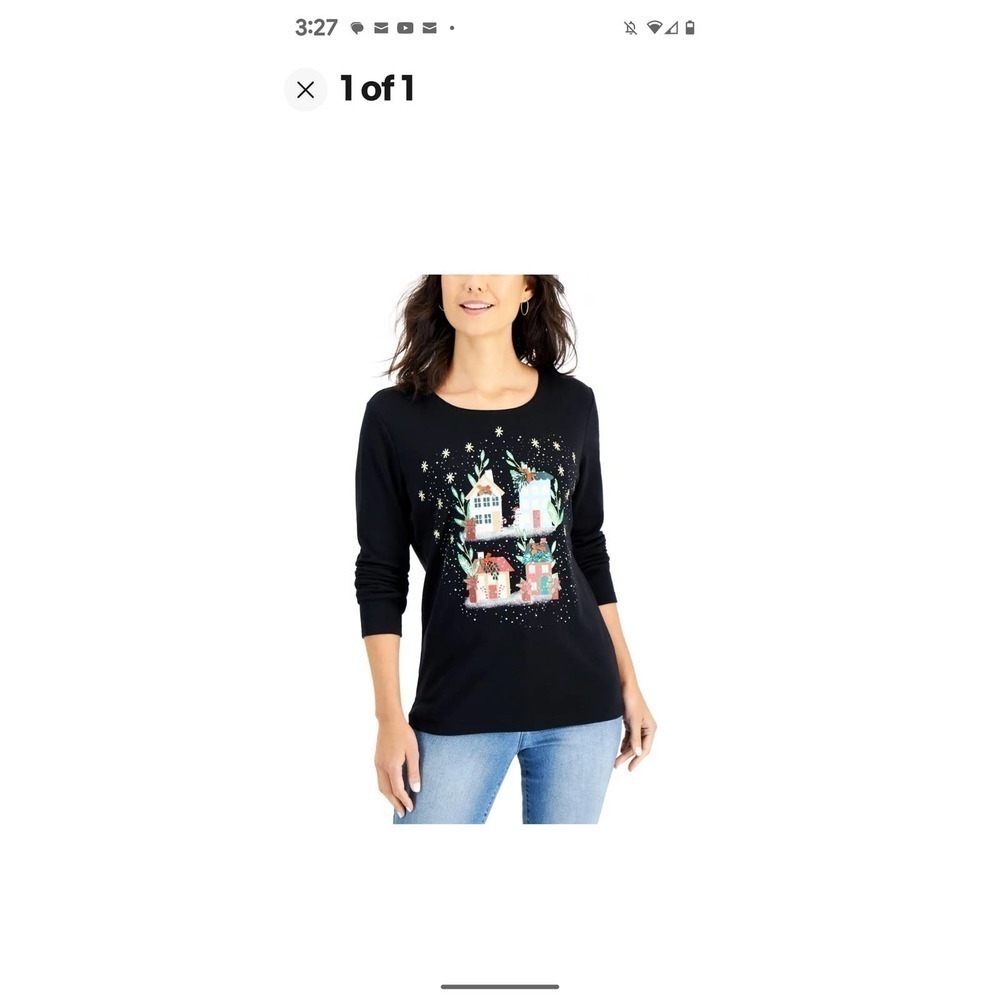 Karen‎ Scott Holiday Village Scoop Neck Top